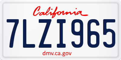 CA license plate 7LZI965