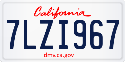 CA license plate 7LZI967