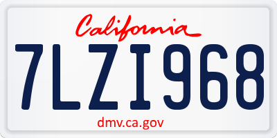 CA license plate 7LZI968