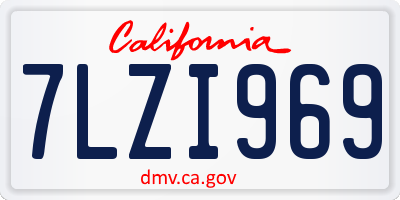 CA license plate 7LZI969