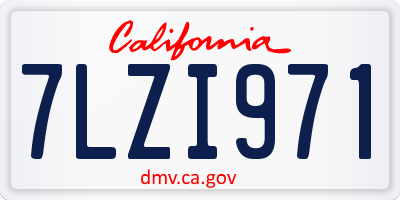 CA license plate 7LZI971