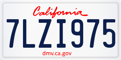 CA license plate 7LZI975