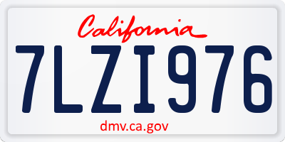 CA license plate 7LZI976