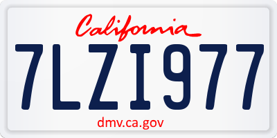 CA license plate 7LZI977