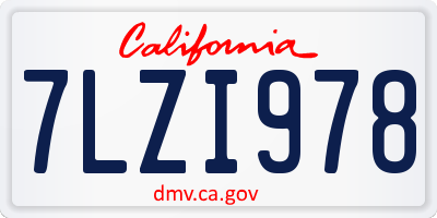 CA license plate 7LZI978