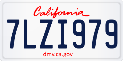 CA license plate 7LZI979