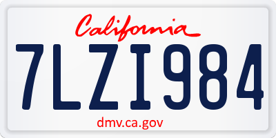 CA license plate 7LZI984