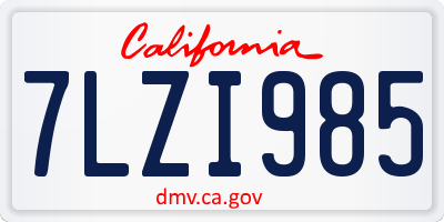CA license plate 7LZI985