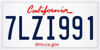 CA license plate 7LZI991