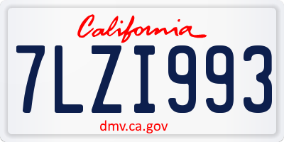 CA license plate 7LZI993