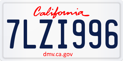 CA license plate 7LZI996