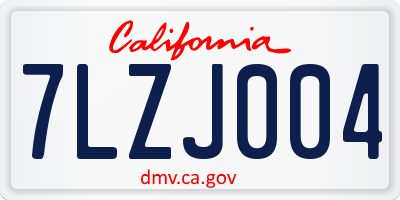 CA license plate 7LZJ004