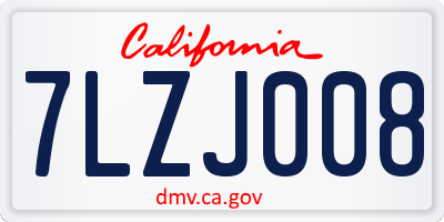 CA license plate 7LZJ008