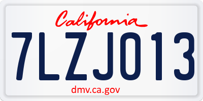 CA license plate 7LZJ013