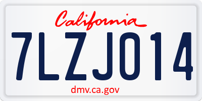 CA license plate 7LZJ014