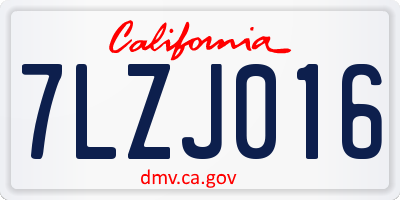 CA license plate 7LZJ016