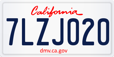 CA license plate 7LZJ020