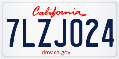 CA license plate 7LZJ024