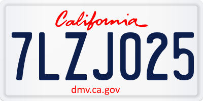 CA license plate 7LZJ025