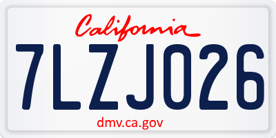 CA license plate 7LZJ026
