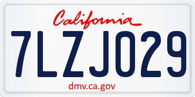 CA license plate 7LZJ029