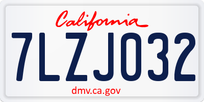 CA license plate 7LZJ032