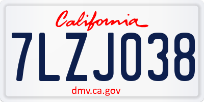 CA license plate 7LZJ038