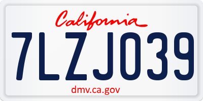 CA license plate 7LZJ039