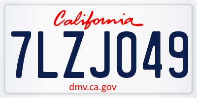 CA license plate 7LZJ049