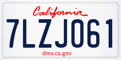 CA license plate 7LZJ061