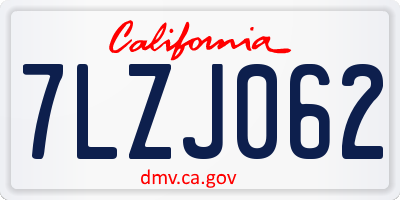 CA license plate 7LZJ062