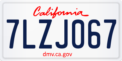 CA license plate 7LZJ067