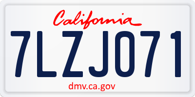 CA license plate 7LZJ071