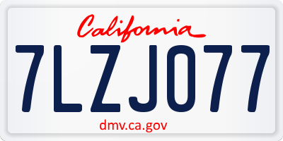 CA license plate 7LZJ077
