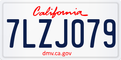 CA license plate 7LZJ079