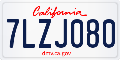 CA license plate 7LZJ080