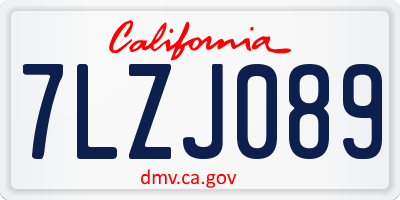 CA license plate 7LZJ089