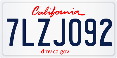 CA license plate 7LZJ092