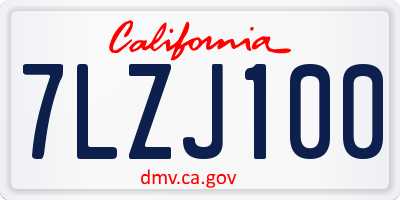 CA license plate 7LZJ100