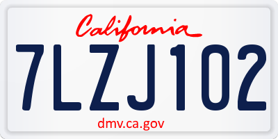 CA license plate 7LZJ102