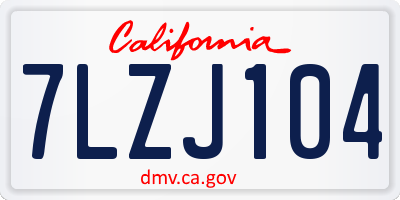 CA license plate 7LZJ104