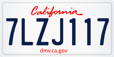 CA license plate 7LZJ117