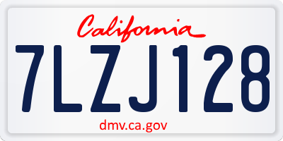 CA license plate 7LZJ128