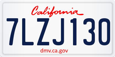 CA license plate 7LZJ130