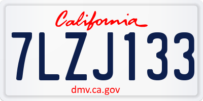 CA license plate 7LZJ133