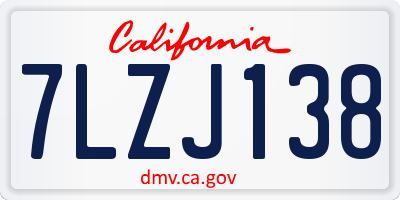 CA license plate 7LZJ138