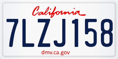 CA license plate 7LZJ158