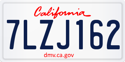 CA license plate 7LZJ162