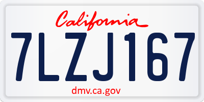 CA license plate 7LZJ167