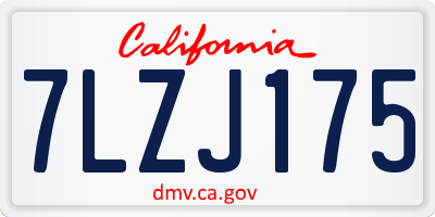 CA license plate 7LZJ175